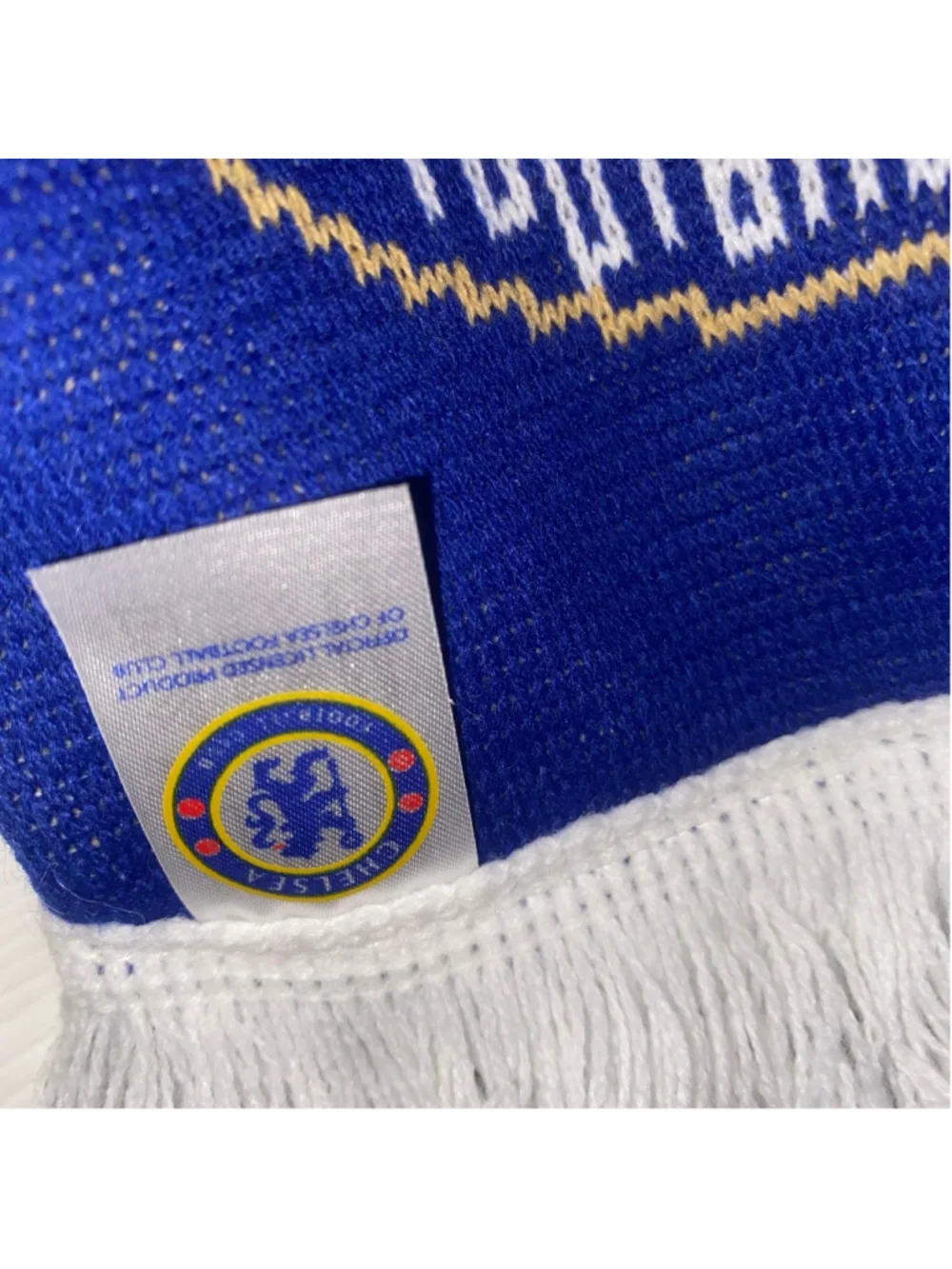 Men's Chelsea Football Club Blue White Knit Scarf